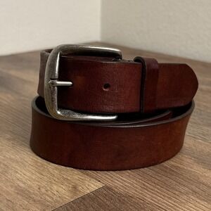 Vintage GAP Leather Dress Belt Silver Buckle Brown Mens Size 36